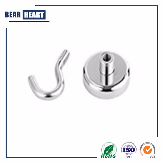 Gancho magnético forte de NdFeB de base redonda resistente para cabines, ferramentas de grelha