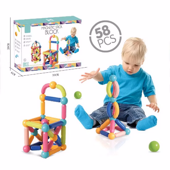 Brinquedo bloco de construção magnético para crianças montado por atacado